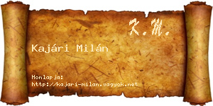 Kajári Milán névjegykártya